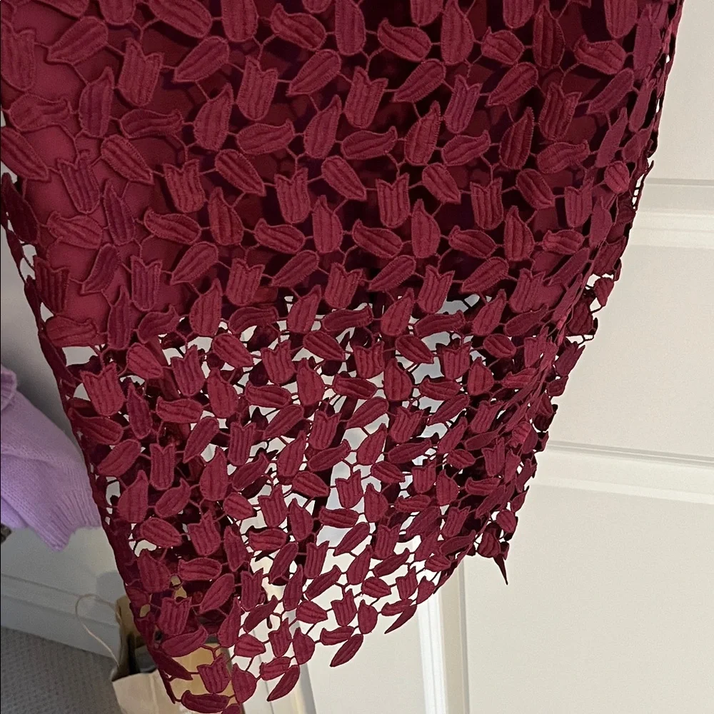 Bardot Elegant Backless Wine Lace Dress 8